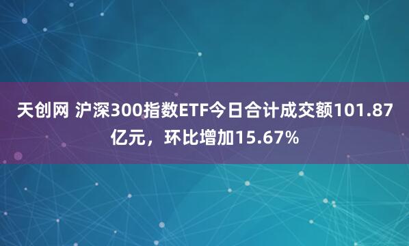 天创网 沪深300指数ETF今日合计成交额101.87亿元，环比增加15.67%